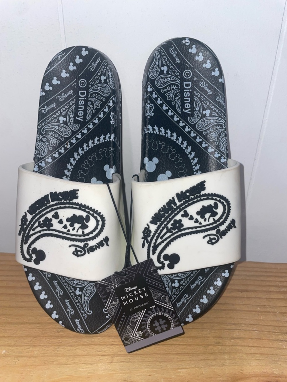 Disney Black & White Paisley Mickey Slide Sandals - Picture 5 of 5
